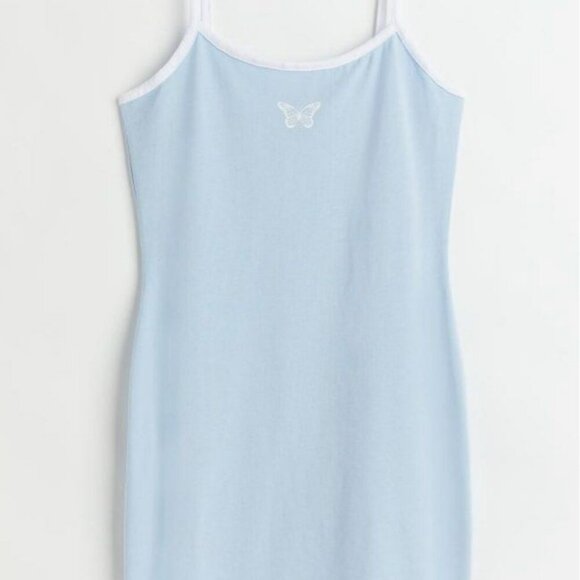 H&M | Butterfly Mini Dress | Light Blue | Size M | NWOT - Picture 4 of 6